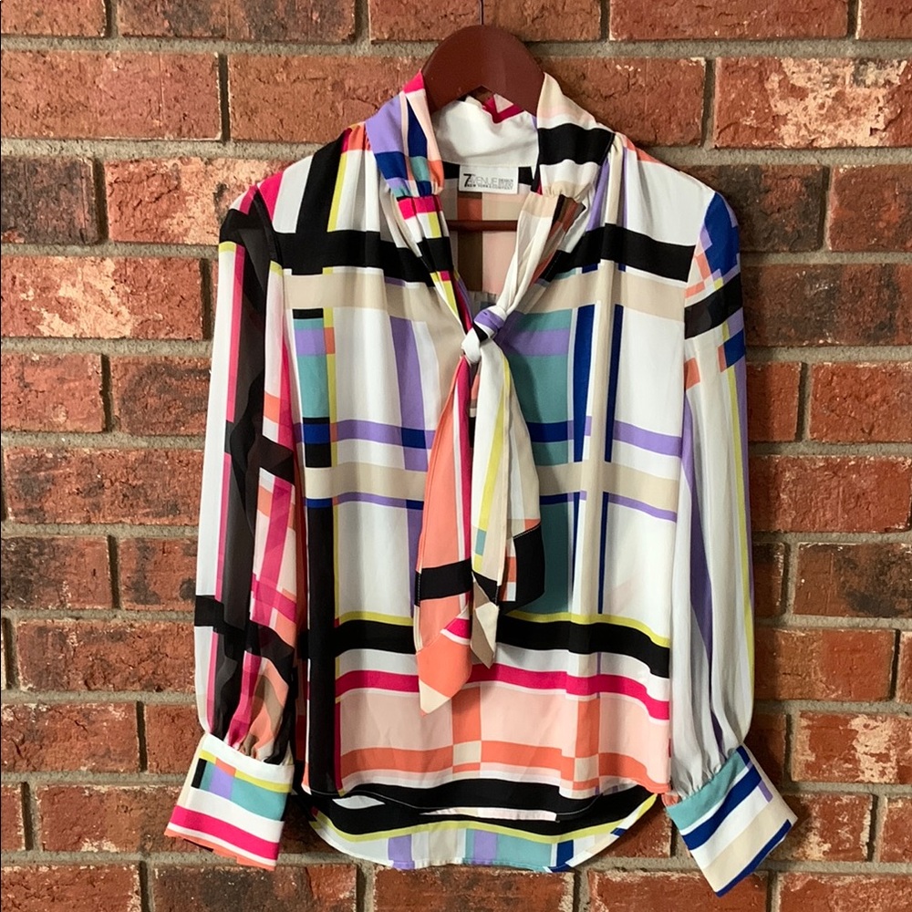 7th Ave NY&Co Multicolor Geometric Women's Tie NexkTop